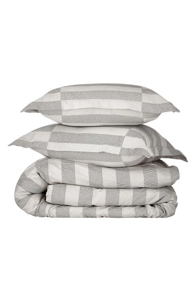 Nate Home by Nate Berkus Signature Stripe Duvet Cover Set in Pearl /Black at Nordstrom