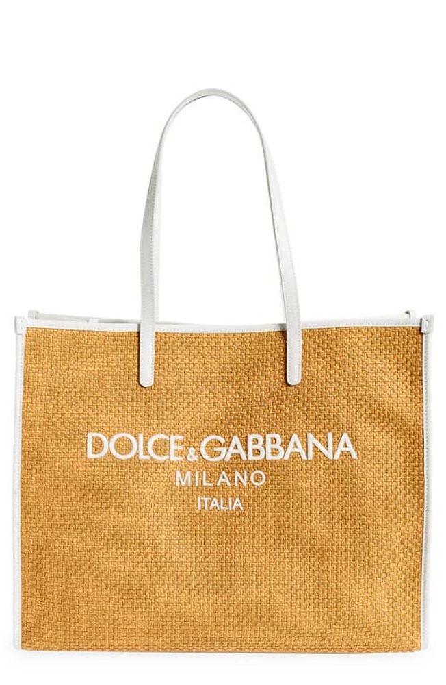 Dolce & Gabbana Shopping Raffia Tote in Ruster/Cop at Nordstrom