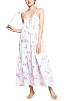 Petite Plume Chloe English Rose Cotton Nightgown White at Nordstrom,