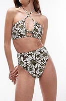 Topshop High Cut Bikini Bottoms Khaki Multi at Nordstrom, Us