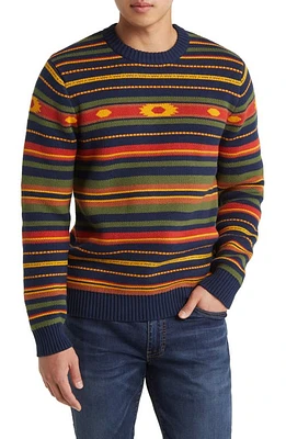 Schott NYC Multistripe Crewneck Sweater Coral at Nordstrom,