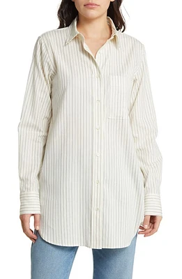 Closed Stripe Boyfriend Shirt Ivory at Nordstrom,