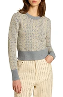 Golden Goose Logo Jacquard Wool & Cashmere Crop Sweater in Spring Lake/Lambs Wool at Nordstrom, Size Large