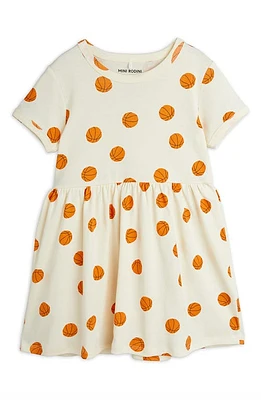 Mini Rodini Kids' Basketball Print Organic Cotton Dress Off White at Nordstrom,