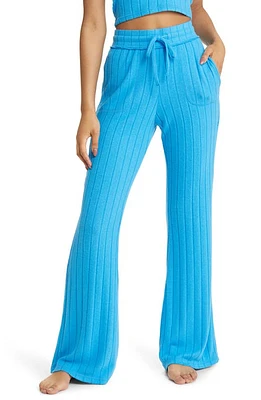 BP. Cozy Rib Flared Pants in Blue Blithe at Nordstrom, Size X-Small