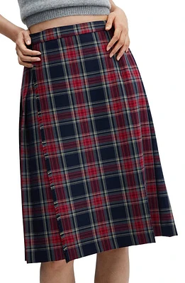 MANGO Plaid A-Line Skirt in Red at Nordstrom, Size Small