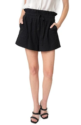 GIBSONLOOK Paperbag Waist Cotton Shorts Black at Nordstrom,