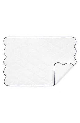 Matouk Cairo Scallop Trim Cotton Quilted Bath Mat in Navy at Nordstrom