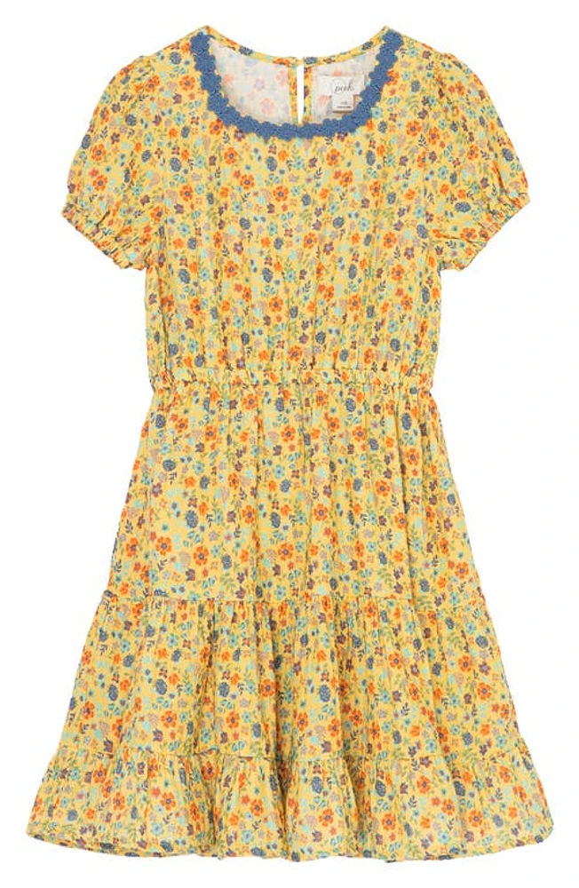 Peek Aren'T You Curious Kids' Floral Tiered Dress in Yellow Print at Nordstrom, Size 2T