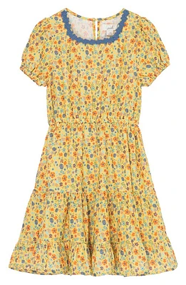 Peek Aren'T You Curious Kids' Floral Tiered Dress in Yellow Print at Nordstrom, Size 2T