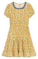 Peek Aren'T You Curious Kids' Floral Tiered Dress in Yellow Print at Nordstrom, Size 2T