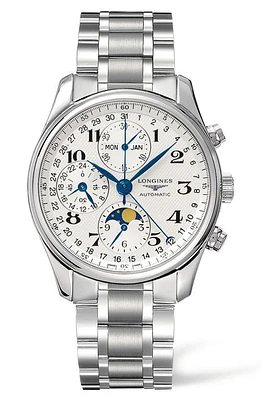 Longines Master Automatic Chronograph Bracelet Watch, 40mm in Silver at Nordstrom