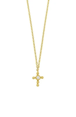 Bony Levy Kids' 18K Gold Single Diamond Cross Pendant Necklace in 18K Yellow Gold at Nordstrom, Size 15