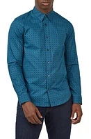 Ben Sherman Print Cotton Button-Up Shirt Dark Teal at Nordstrom,