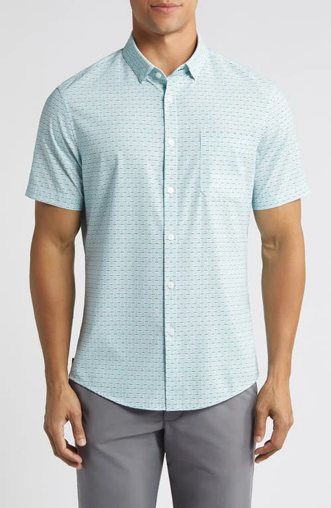 Mizzen+Main Leeward Trim Fit No-Tuck Performance Button-Up Shirt in Blue at Nordstrom, Size Medium