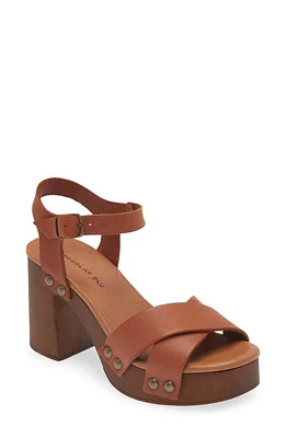 Chocolat Blu Hira Ankle Strap Platform Sandal Cognac Leather at Nordstrom,