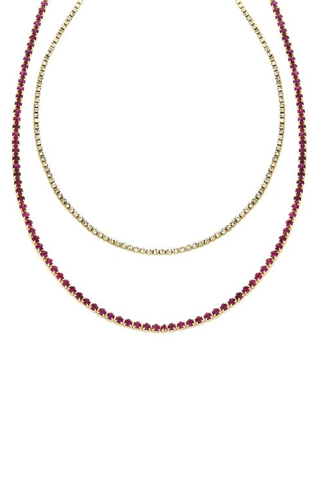 Panacea Two-Tone Layered Tennis Necklace in at Nordstrom