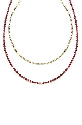 Panacea Two-Tone Layered Tennis Necklace in at Nordstrom