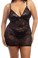 Oh La La Cheri Amaya Lace Chemise & G-String in Black at Nordstrom, Size 1X