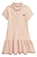 Moncler Kids' Stretch Piqué Polo Dress Pale Antique Pink at Nordstrom,