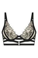 Hunkemöller Tara Embroidered Strappy Underwire Bra Caviar at Nordstrom,