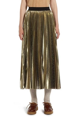 Weekend Max Mara Nurra Metallic Pleated Skirt Gold at Nordstrom,