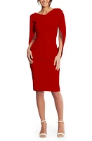 Betsy & Adam Cape Sleeve Crepe Sheath Dress at Nordstrom,