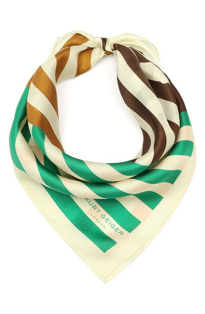 Kurt Geiger London Mixed Stripe Silk Bandana in Brown Multi at Nordstrom