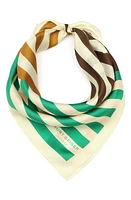 Kurt Geiger London Mixed Stripe Silk Bandana in Brown Multi at Nordstrom