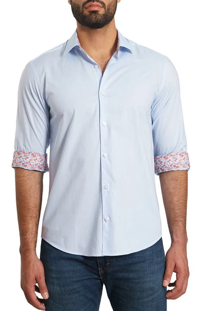 Jared Lang Pima Cotton Button-Up Shirt Baby Blue at Nordstrom,