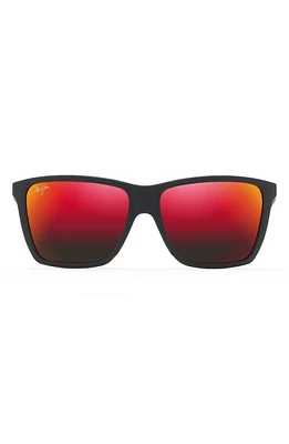 Maui Jim Cruzem 57mm PolarizedPlus2 Rectangular Sunglasses in Black Matte/Hawaii Lava at Nordstrom