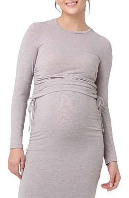 Ripe Maternity Amber Ruched Long Sleeve Top Sand at Nordstrom,