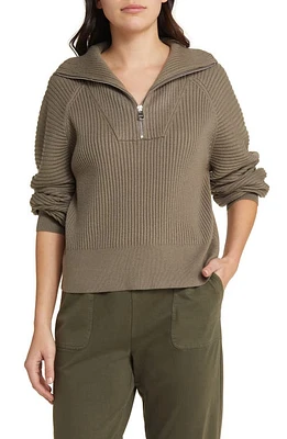 Varley Reid Rib Half Zip Sweater Gravity Sage at Nordstrom,