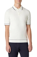 Bugatchi Tipped Rib Cable Stitch Polo Sweater at Nordstrom,