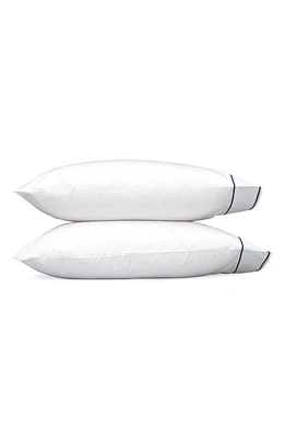 Matouk Set of 2 Ansonia 500 Thread Count Cotton Percale Pillowcases in White/Navy at Nordstrom