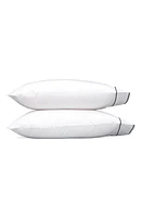 Matouk Set of 2 Ansonia 500 Thread Count Cotton Percale Pillowcases in White/Navy at Nordstrom