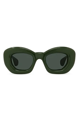 Loewe Inflated 47mm Butterfly Sunglasses in Shiny Dark Green /Green at Nordstrom