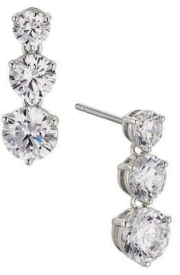 Nadri Graduated Cubic Zirconia Linear Drop Earrings in Rhodium at Nordstrom