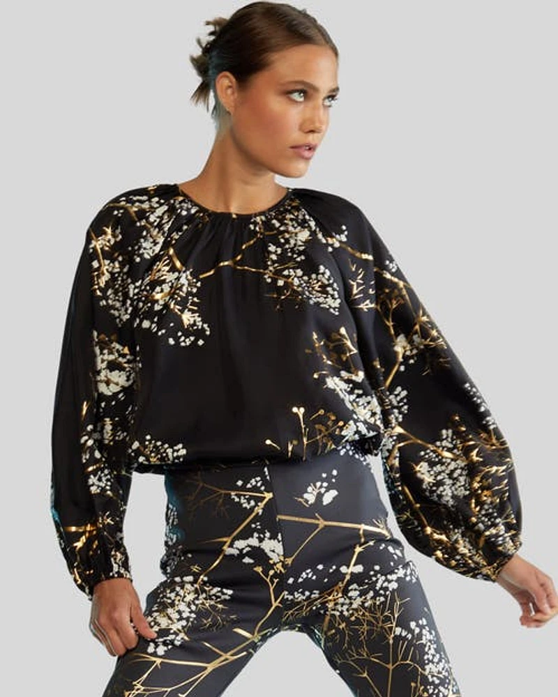 Cynthia Rowley Alice Silk Blouse Black Multi at Nordstrom,