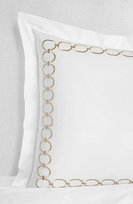 SFERRA Catena Cotton Percale Euro Pillow Sham in White/Sand at Nordstrom