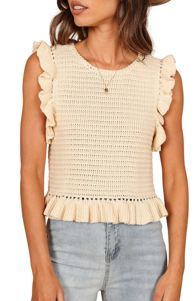 Petal & Pup Katia Frill Sleeveless Sweater Cream at Nordstrom,