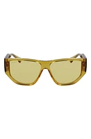 FERRAGAMO 56mm Rectangular Sunglasses in Transparent Yellow at Nordstrom