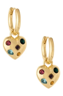 Ettika Rainbow Crystal Heart Drop Huggie Hoop Earrings in Gold at Nordstrom