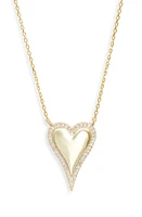 SHYMI Cubic Zirconia Pavé Heart Pendant Necklace in Gold at Nordstrom