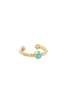 Zoë Chicco Turquoise Bezel Single Ear Cuff in Yellow Gold at Nordstrom