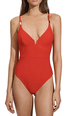 Reiss Amber Back Cutout One-Piece Swimsuit in Red at Nordstrom, Size 4