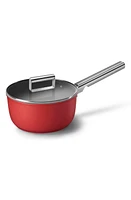 smeg 8-Inch Ceramic Nonstick Saucepan with Lid in Red at Nordstrom