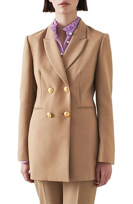 LK Bennett Mariner Double Breasted Blazer Camel at Nordstrom,