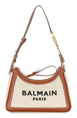 Balmain B-Army Canvas & Leather Shoulder Bag in Gem Natural/Brown at Nordstrom