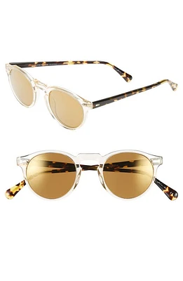 Oliver Peoples Gregory Peck 47mm Retro Sunglasses in Yellow/Gold Mirror at Nordstrom